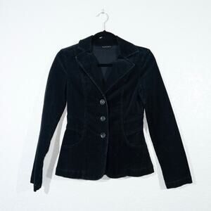 Sisley Black Corduroy Ribbed Cropped Jacket Size Small